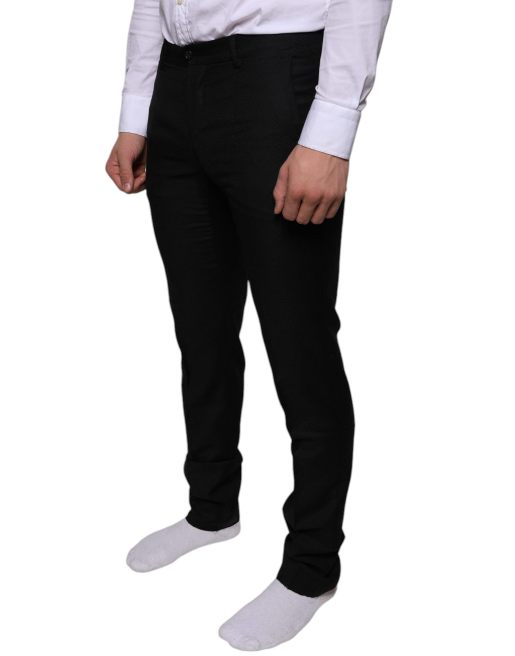 Dolce & Gabbana Black Wool Skinny Dress Formal Pants - Eljoys Fashion 