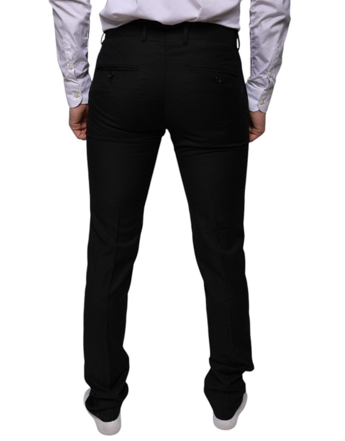 Dolce & Gabbana Black Wool Skinny Dress Formal Pants - Eljoys Fashion 