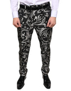 Dolce & Gabbana Black Jacquard Skinny Dress Pants - Eljoys Fashion 