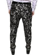 Dolce & Gabbana Black Jacquard Skinny Dress Pants - Eljoys Fashion 