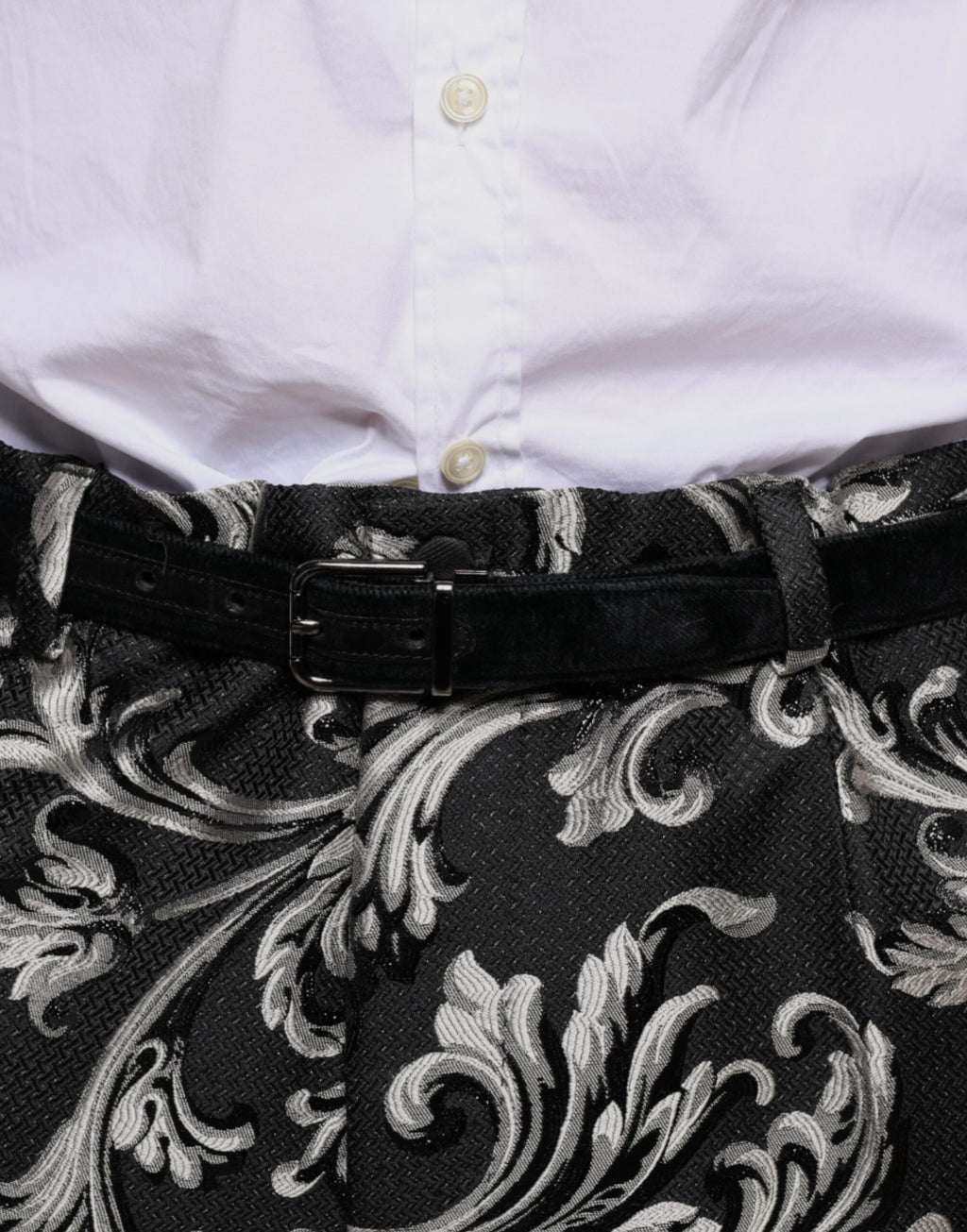 Dolce & Gabbana Black Jacquard Skinny Dress Pants - Eljoys Fashion 