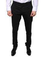 Dolce & Gabbana Black Wool Skinny Dress Formal Pants - Eljoys Fashion 