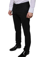 Dolce & Gabbana Black Wool Skinny Dress Formal Pants - Eljoys Fashion 
