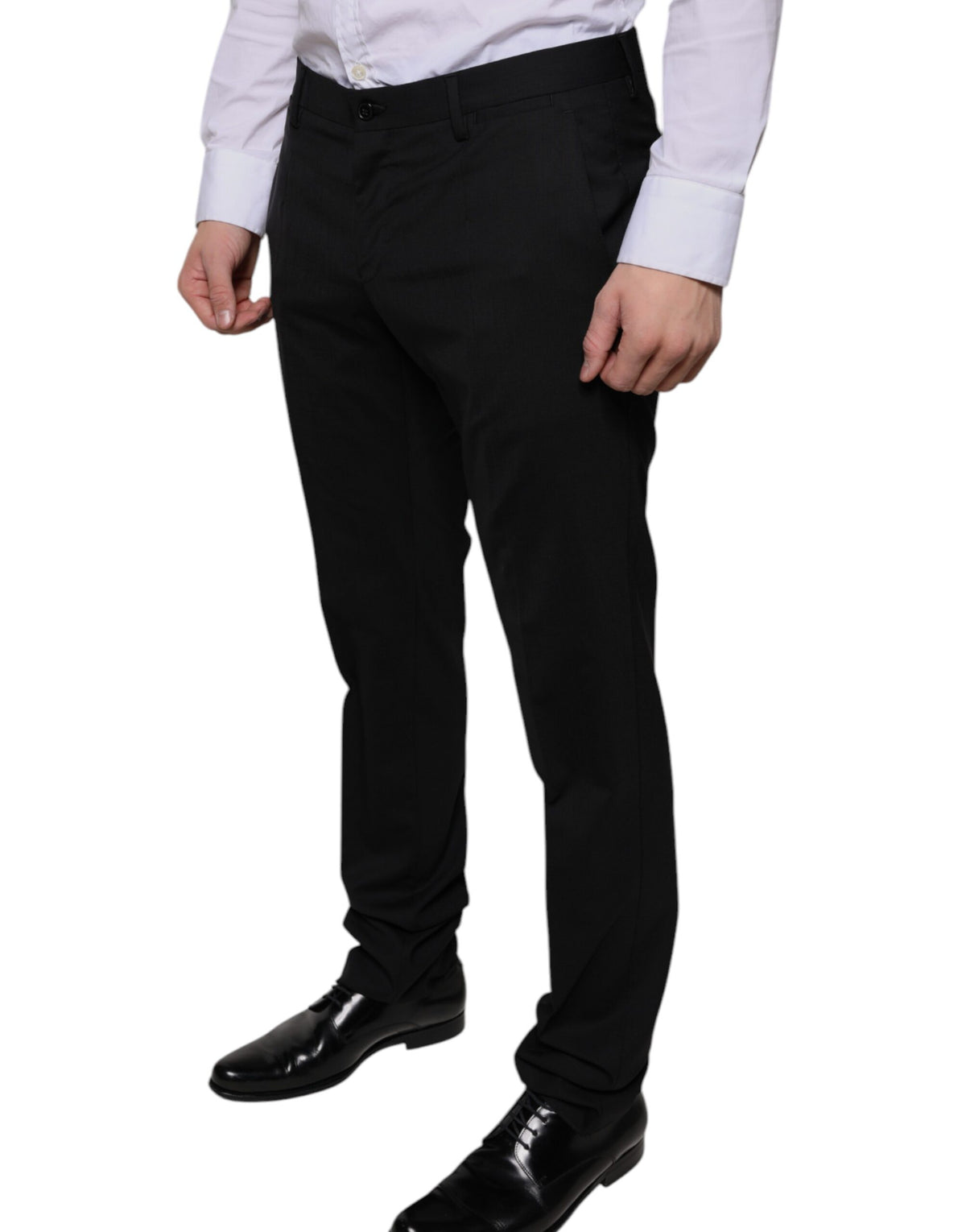 Dolce & Gabbana Black Wool Skinny Dress Formal Pants - Eljoys Fashion 