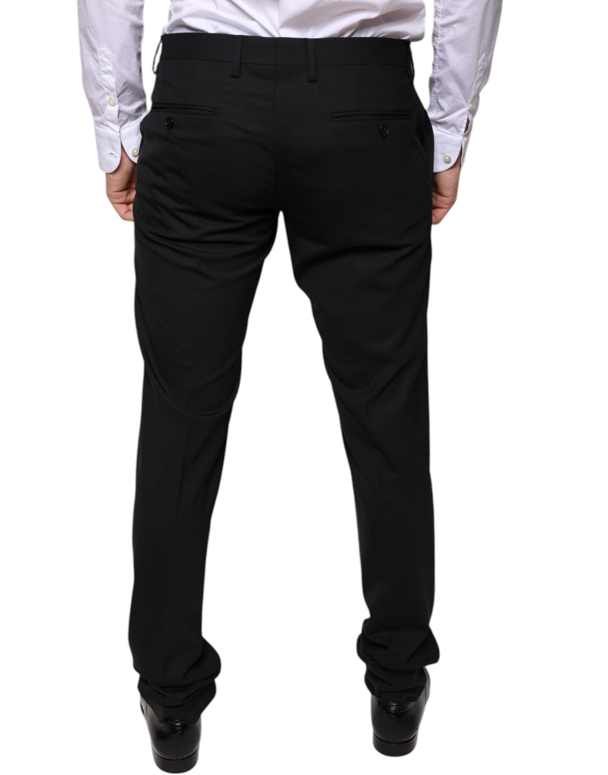 Dolce & Gabbana Black Wool Skinny Dress Formal Pants - Eljoys Fashion 
