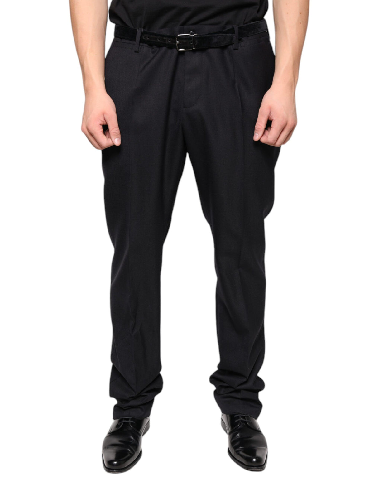 Dolce & Gabbana Black Wool Skinny Dress Formal Pants - Eljoys Fashion 