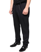 Dolce & Gabbana Black Wool Skinny Dress Formal Pants - Eljoys Fashion 