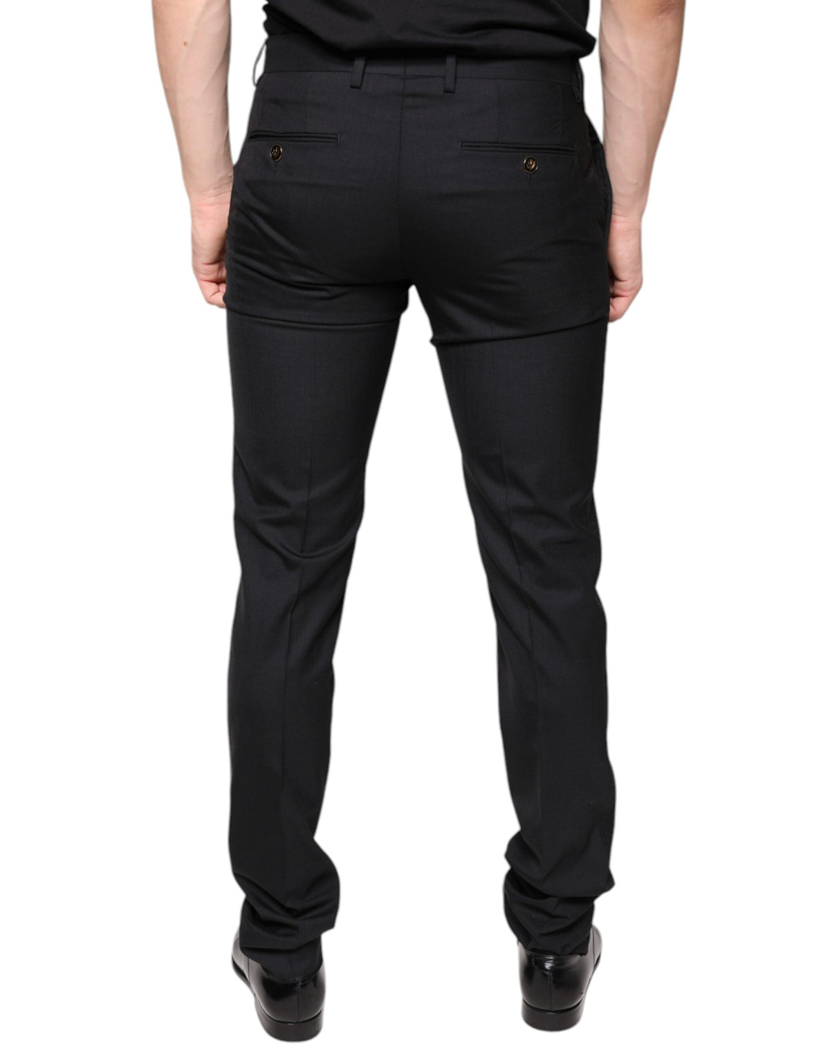Dolce & Gabbana Black Wool Skinny Men Dress Pants - Eljoys Fashion 