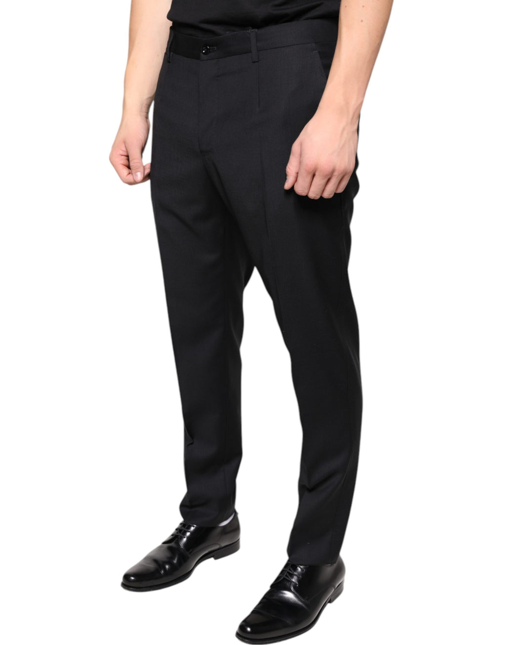 Dolce & Gabbana Black Wool Skinny Men Dress Pants - Eljoys Fashion 