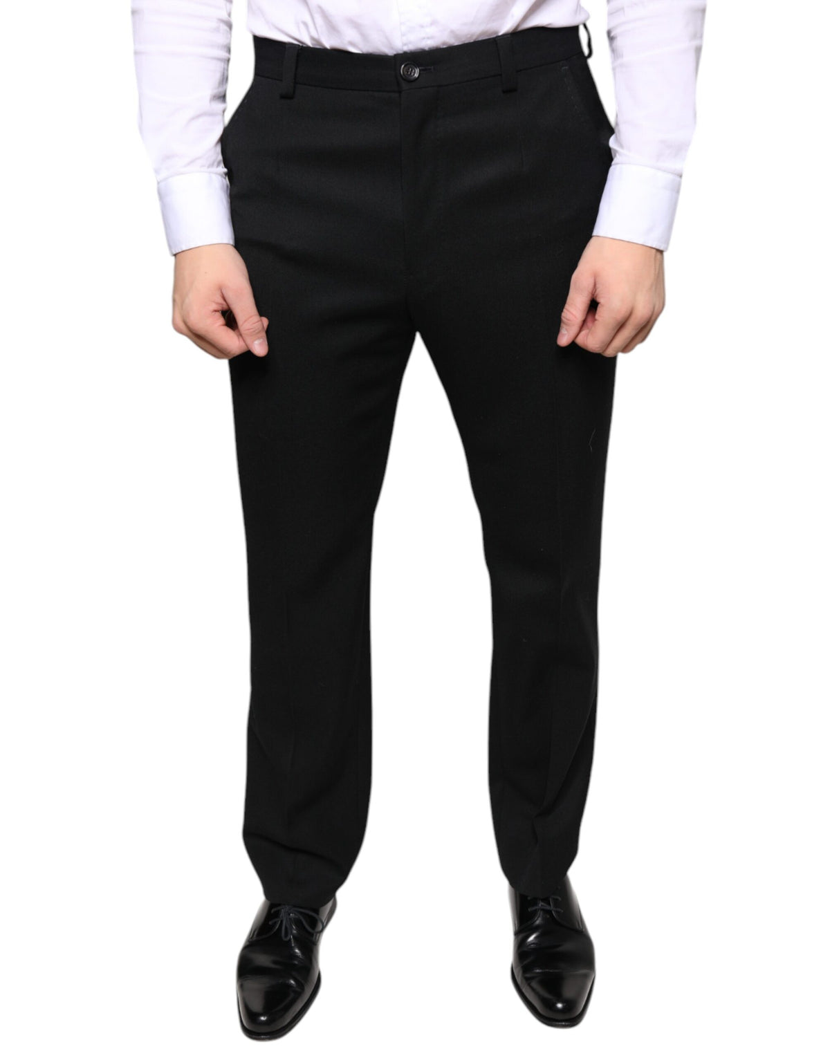 Dolce & Gabbana Black Wool Skinny Men Dress Pants - Eljoys Fashion 