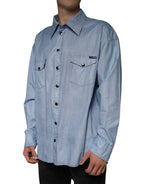 Dolce & Gabbana Light Blue Cotton Button Down Casual Shirt