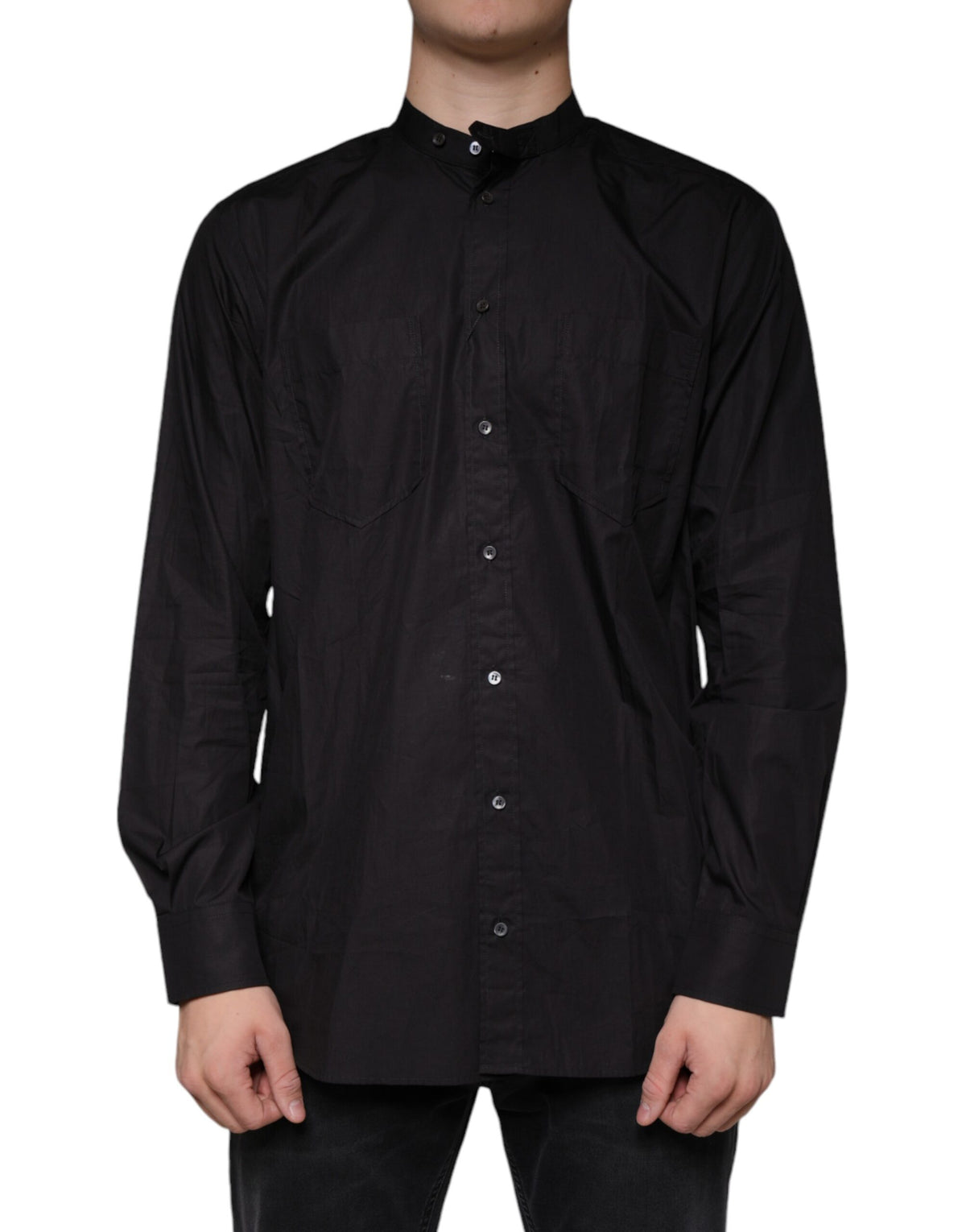 Dolce & Gabbana Black Cotton Button Down Men Casual Shirt - Eljoys Fashion 