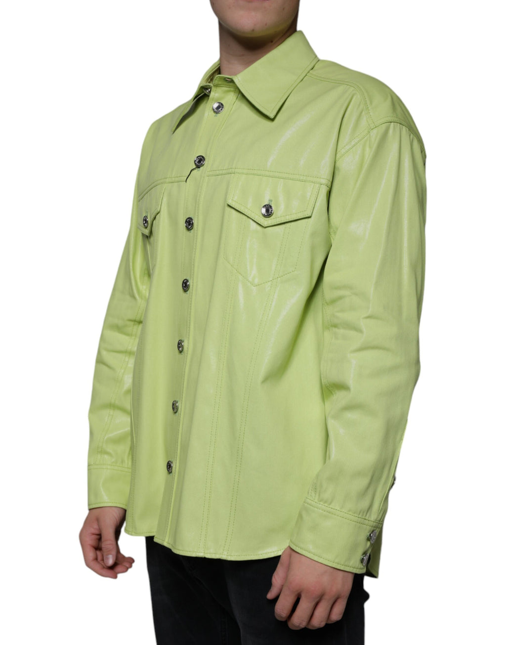 Dolce & Gabbana Green Cotton Collared Men Button Down Shirt - Eljoys Fashion 
