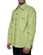 Dolce & Gabbana Green Cotton Collared Men Button Down Shirt - Eljoys Fashion 