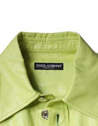Dolce & Gabbana Green Cotton Collared Men Button Down Shirt - Eljoys Fashion 