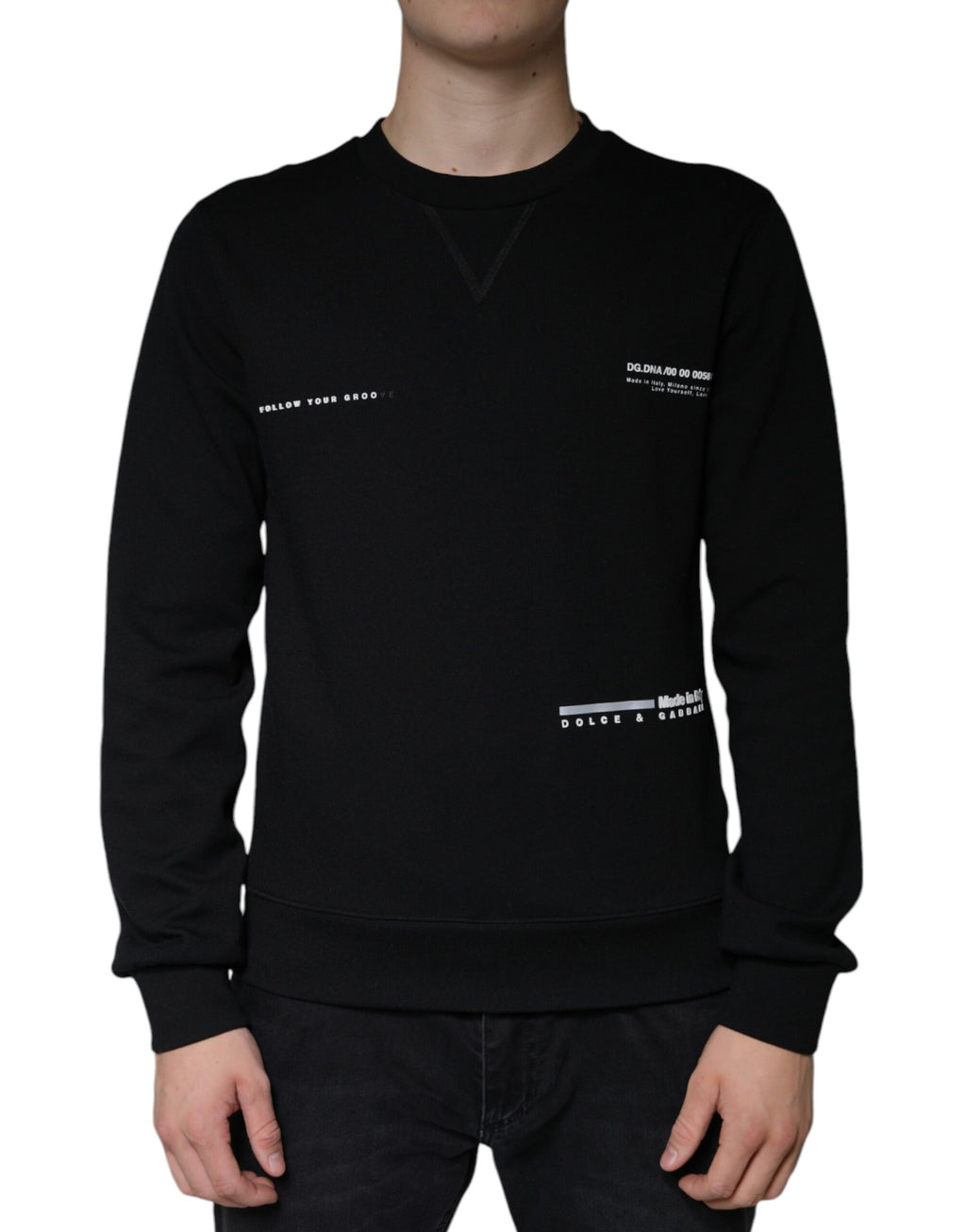 Dolce & Gabbana Black Logo Print CrewNeck Sweatshirt Sweater - Eljoys Fashion 