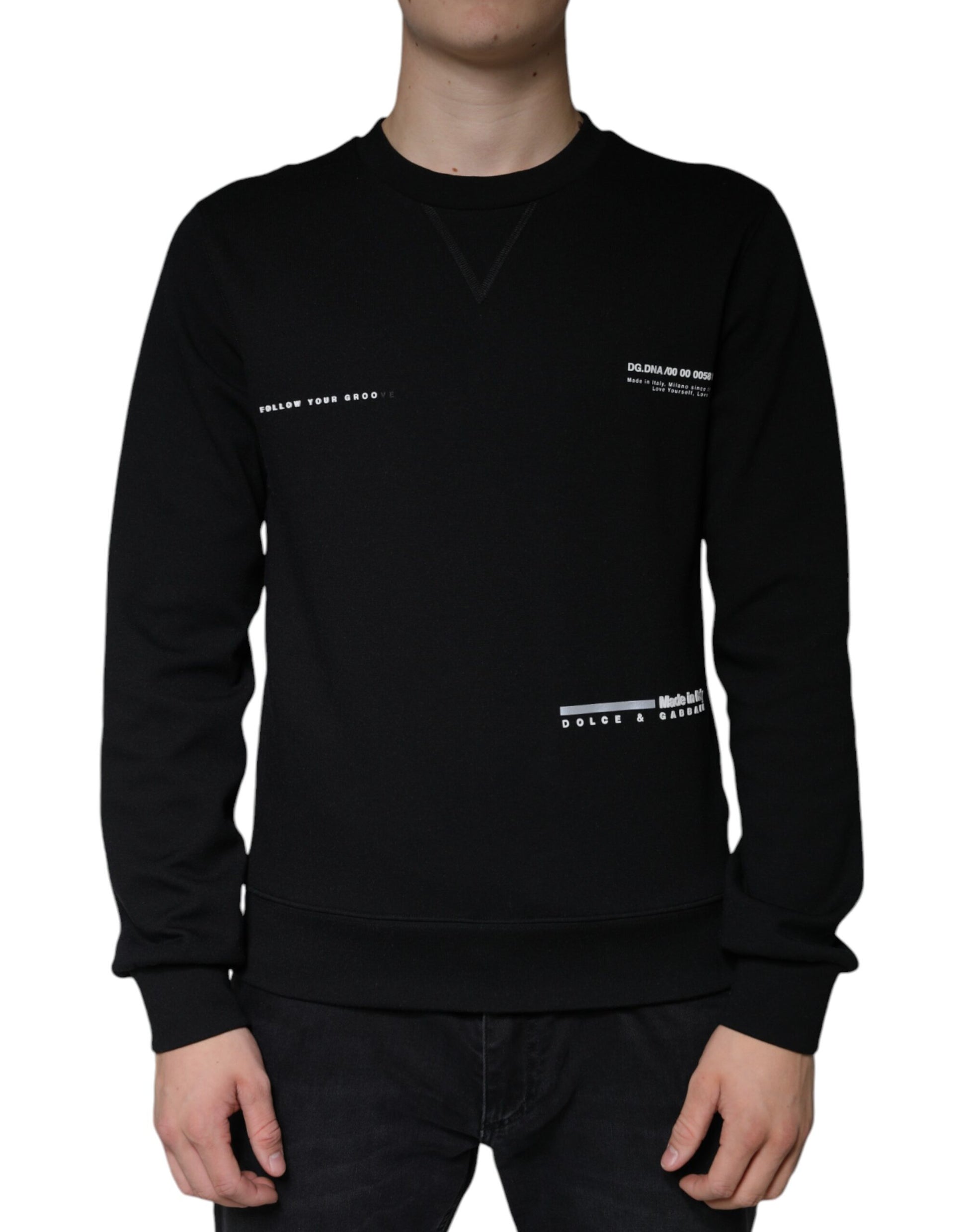 Dolce & Gabbana Black Logo Print CrewNeck Sweatshirt Sweater Dolce & Gabbana