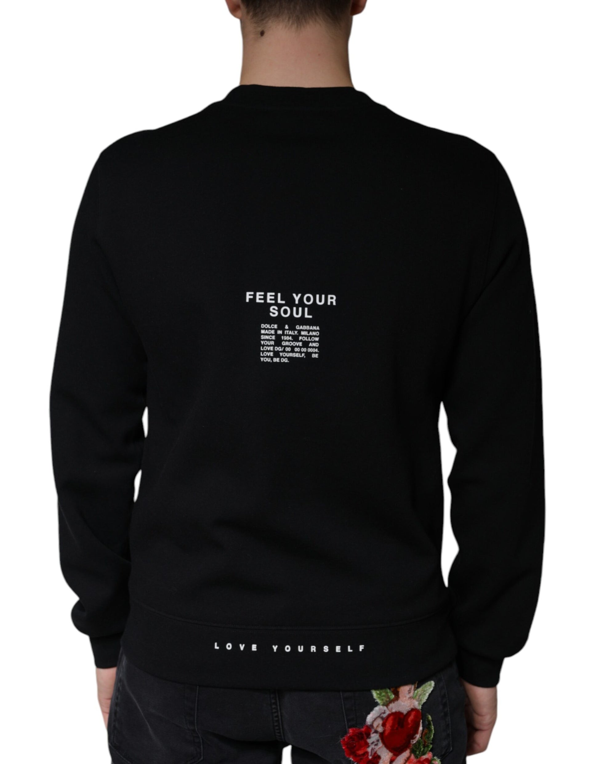 Dolce & Gabbana Black Logo Print CrewNeck Sweatshirt Sweater Dolce & Gabbana