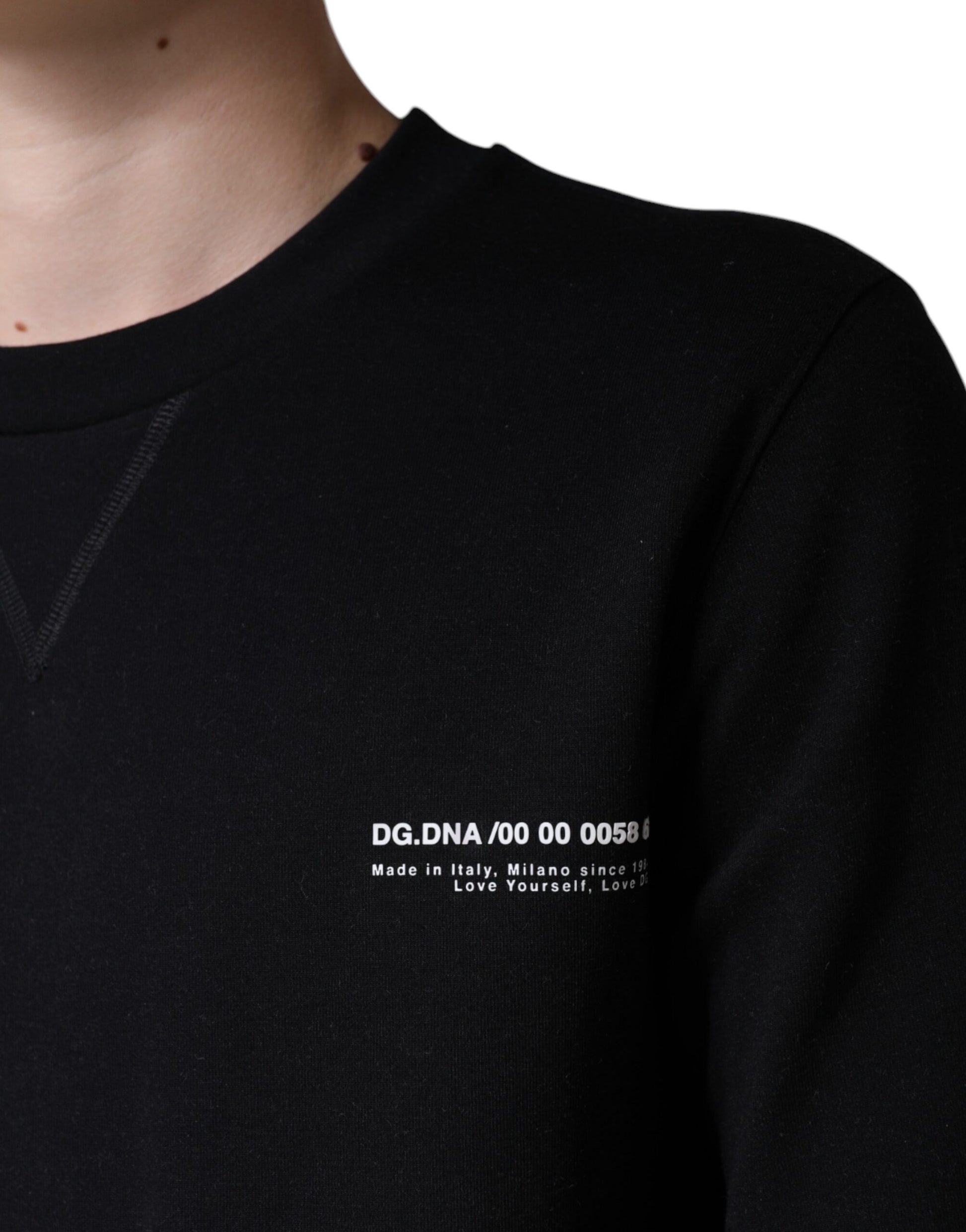 Dolce & Gabbana Black Logo Print CrewNeck Sweatshirt Sweater Dolce & Gabbana