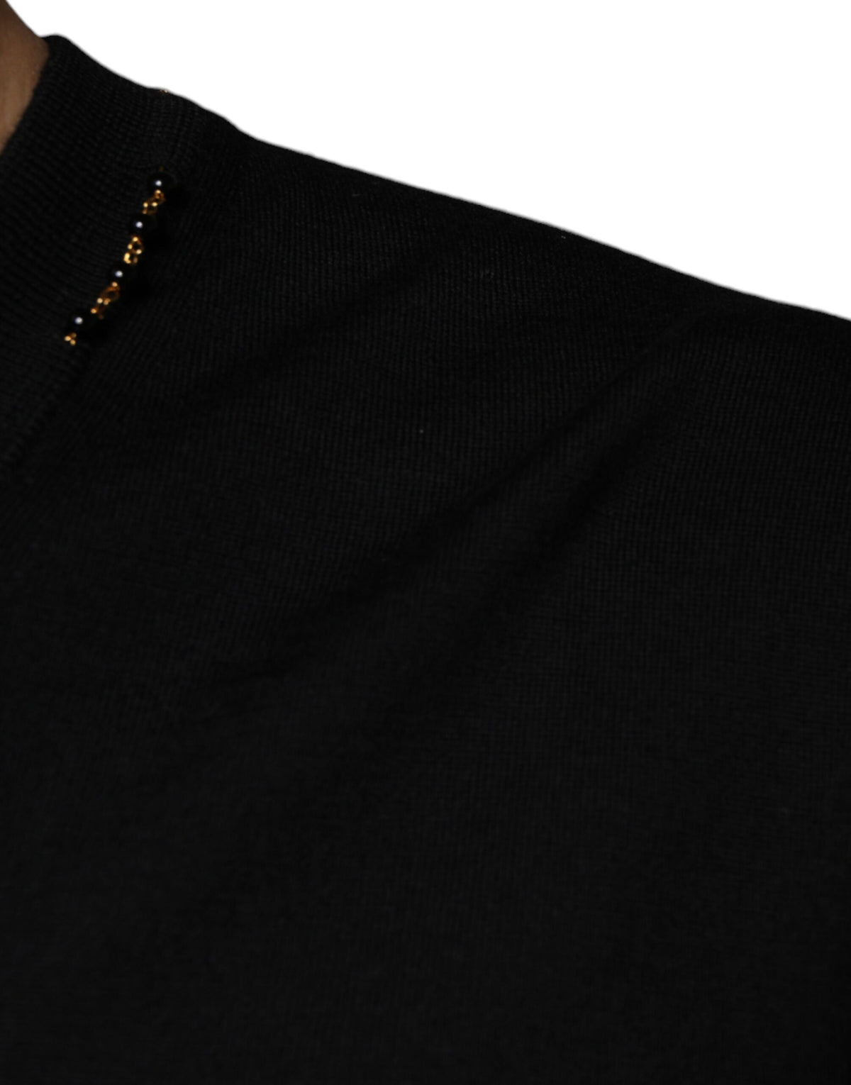 Dolce & Gabbana Black Embellished V-neck Pullover Sweater - Eljoys Fashion 