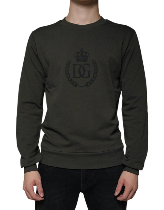 Dolce & Gabbana Army Green DG Crown Crew Neck Pullover Sweater Dolce & Gabbana