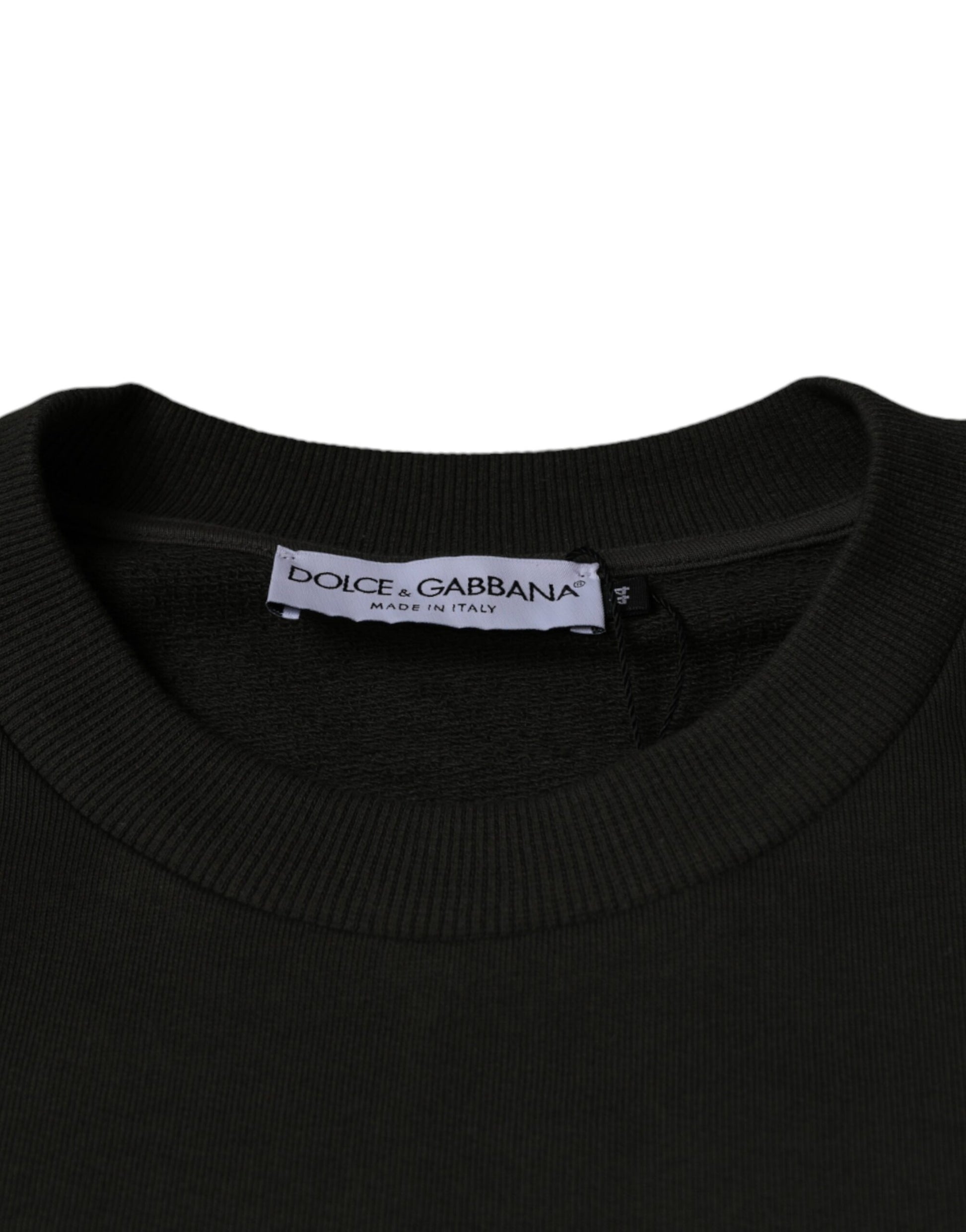 Dolce & Gabbana Army Green DG Crown Crew Neck Pullover Sweater Dolce & Gabbana