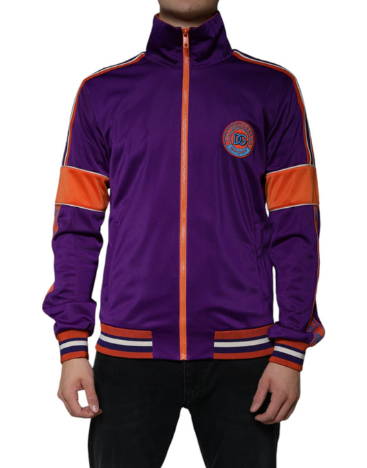 Dolce & Gabbana Purple Polyester Full Zip Long Sleeve Sweater Dolce & Gabbana