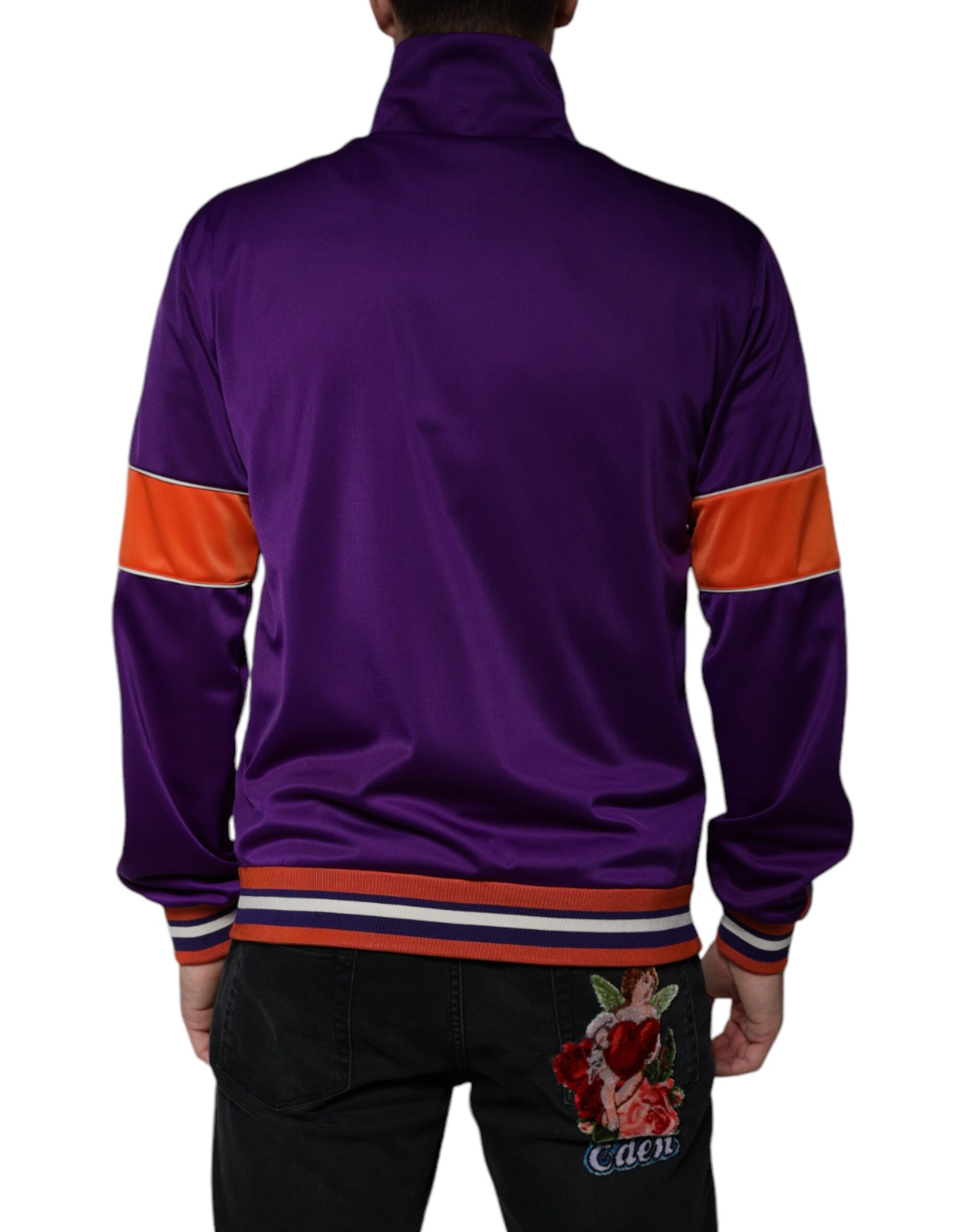 Dolce & Gabbana Purple Polyester Full Zip Long Sleeve Sweater Dolce & Gabbana