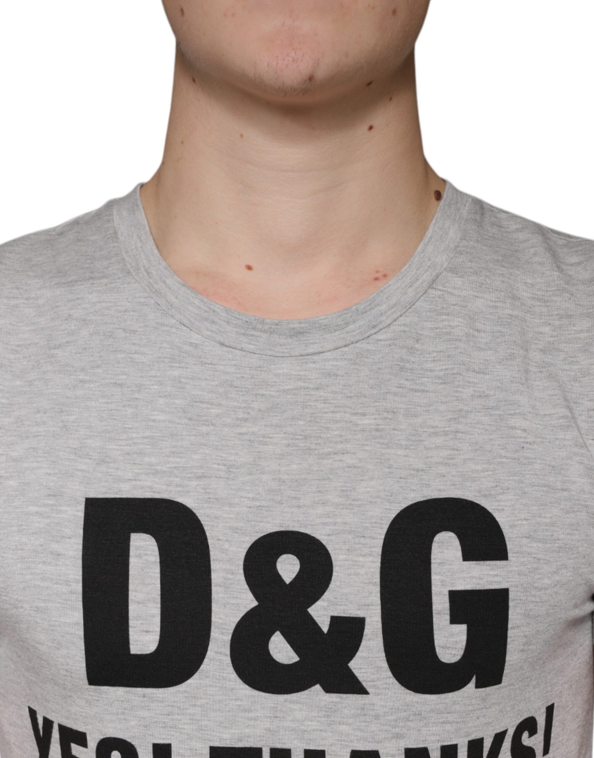 Dolce & Gabbana Gray Logo Print Crewneck Short Sleeve T-shirt Dolce & Gabbana