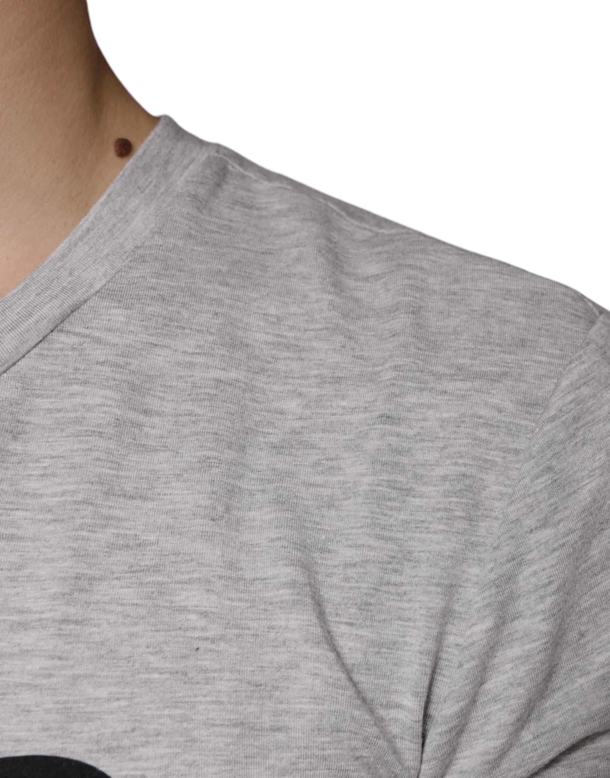 Dolce & Gabbana Gray Logo Print Crewneck Short Sleeve T-shirt Dolce & Gabbana