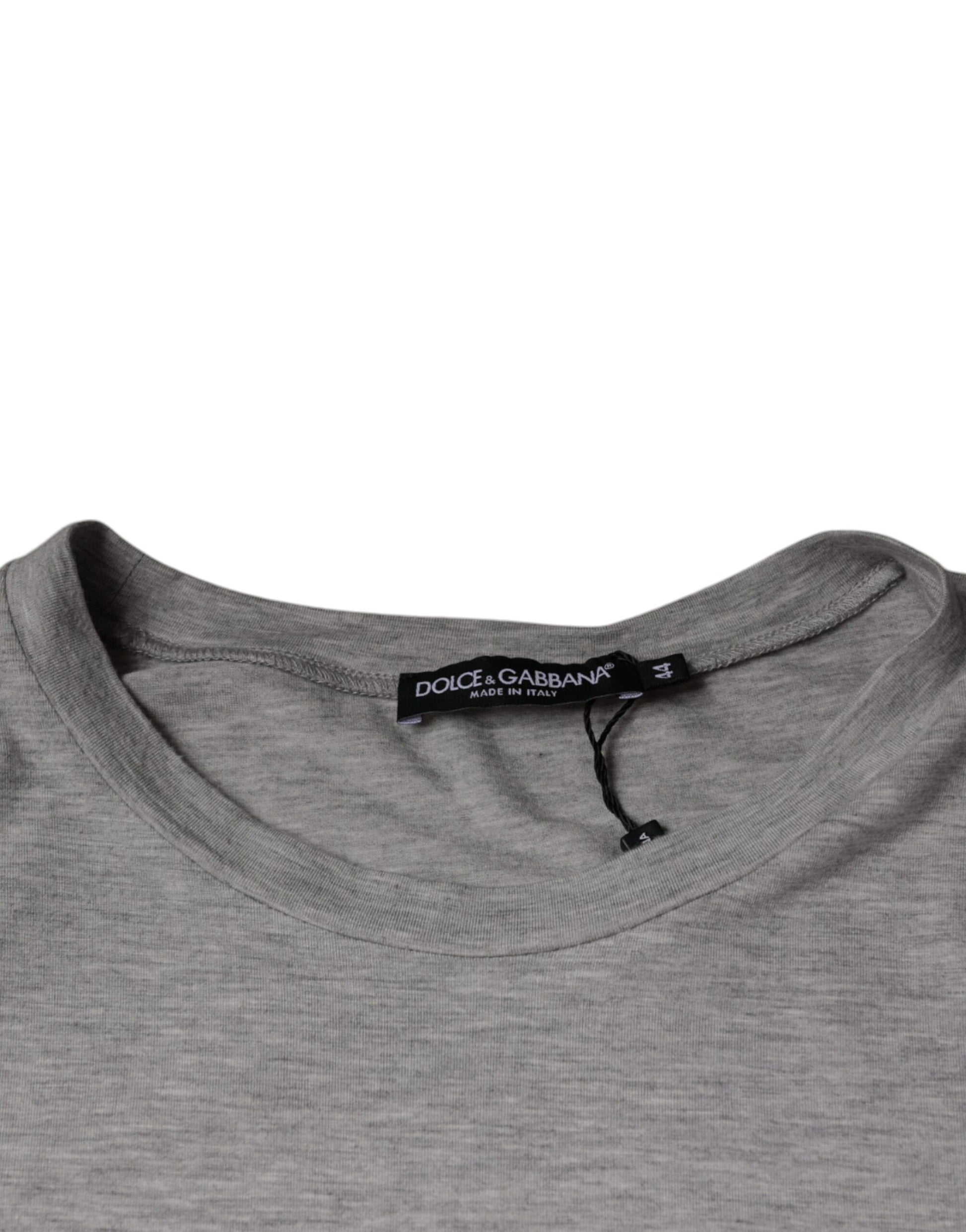 Dolce & Gabbana Gray Logo Print Crewneck Short Sleeve T-shirt Dolce & Gabbana