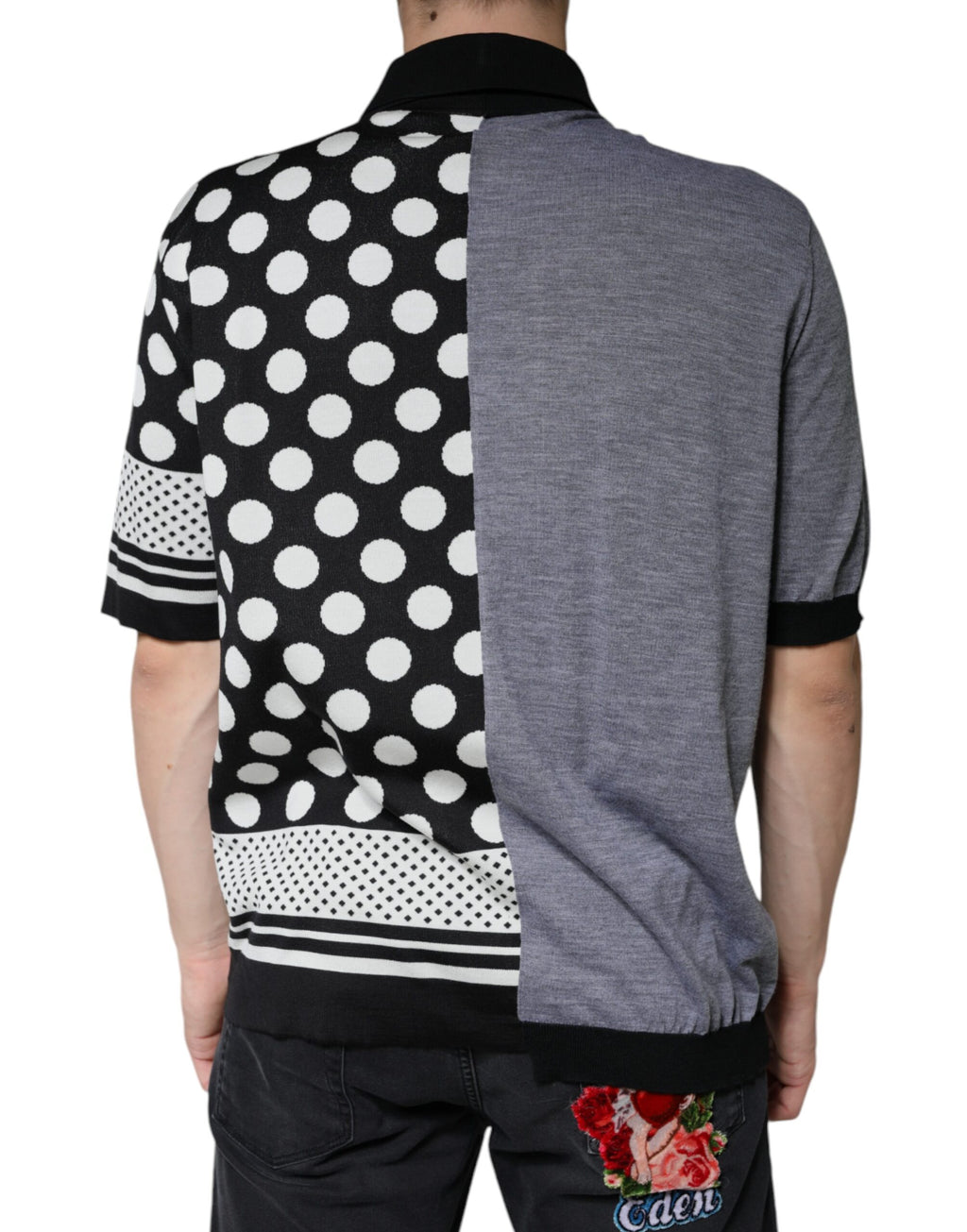 Dolce & Gabbana Black White Polka Dot Collared Polo T-shirt - Eljoys Fashion 