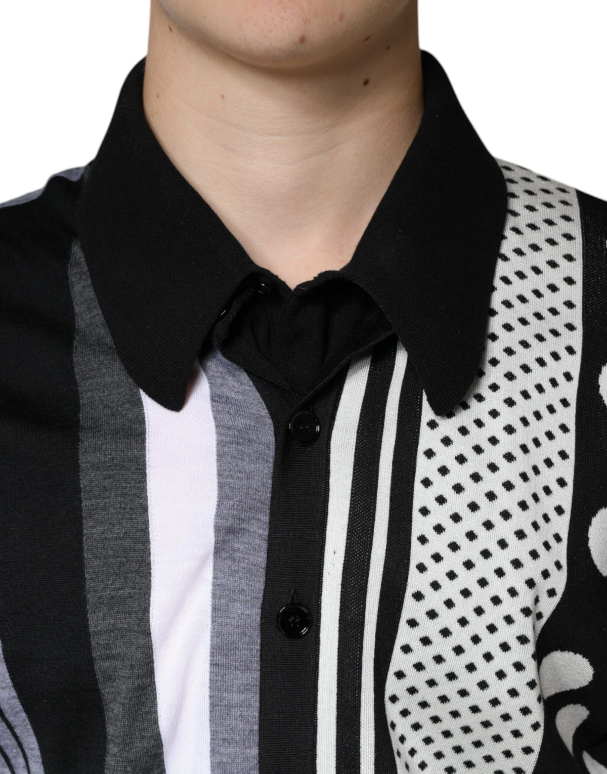 Dolce & Gabbana Black White Polka Dot Collared Polo T-shirt - Eljoys Fashion 