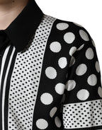 Dolce & Gabbana Black White Polka Dot Collared Polo T-shirt - Eljoys Fashion 
