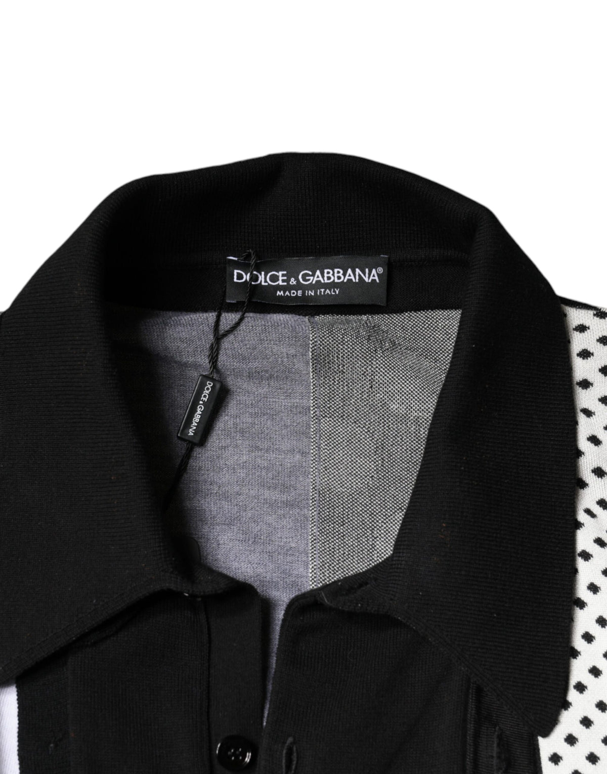Dolce & Gabbana Black White Polka Dot Collared Polo T-shirt - Eljoys Fashion 