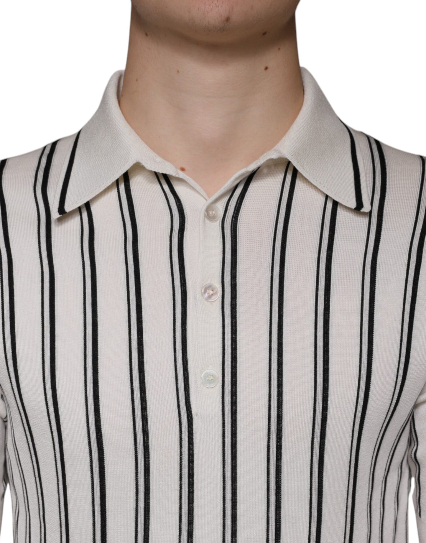Dolce & Gabbana White Black Stripe Polo Short Sleeve T-shirt Dolce & Gabbana