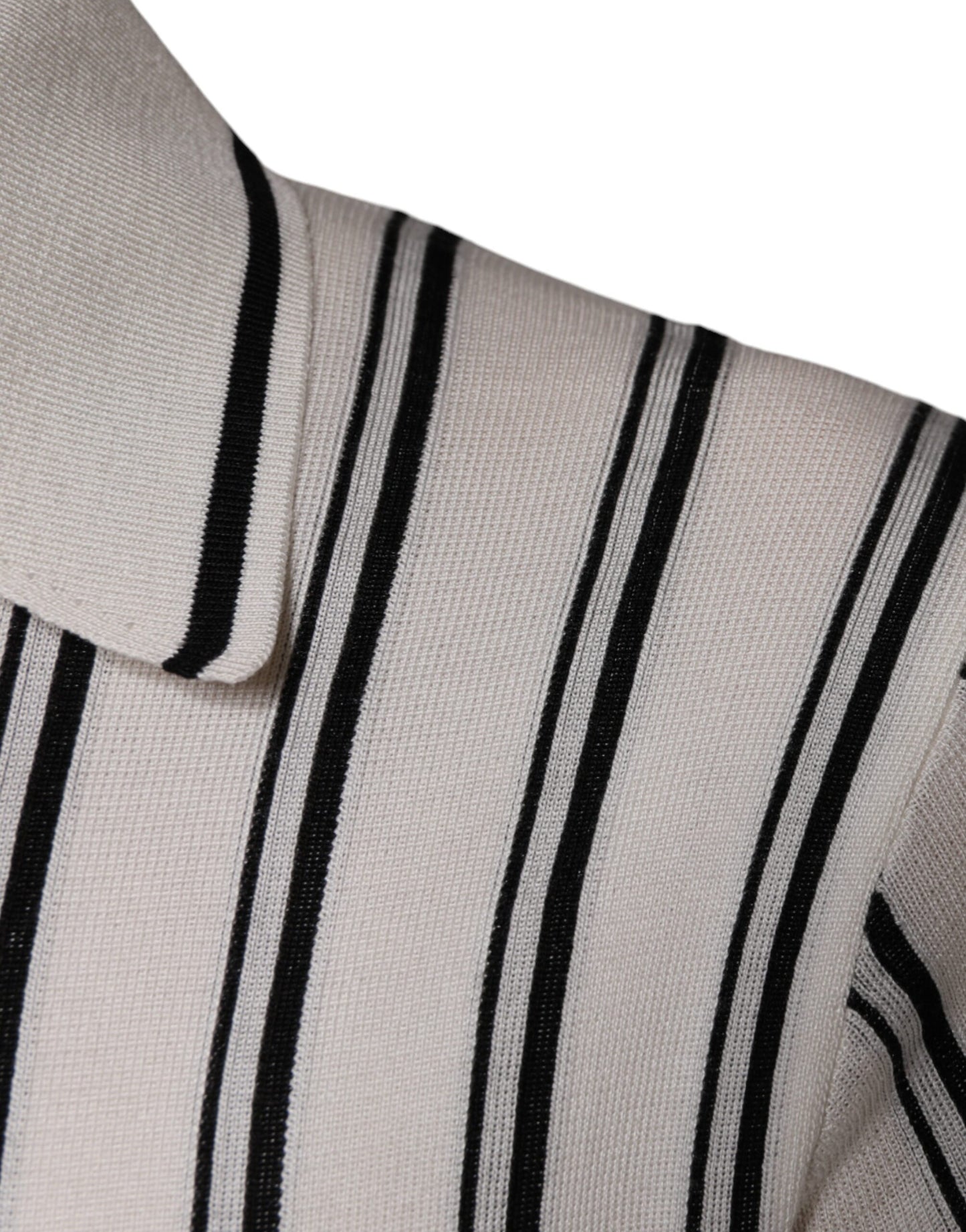 Dolce & Gabbana White Black Stripe Polo Short Sleeve T-shirt Dolce & Gabbana