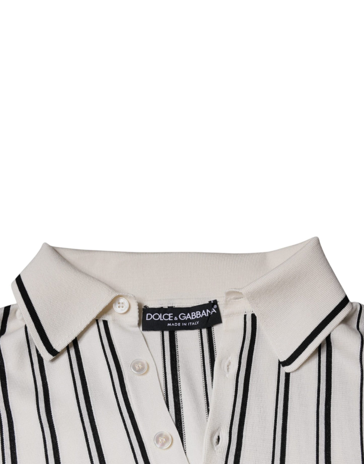 Dolce & Gabbana White Black Stripe Polo Short Sleeve T-shirt Dolce & Gabbana