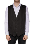 Dolce & Gabbana Black Cotton Waistcoat Dress Formal Vest - Eljoys Fashion 