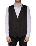 Dolce & Gabbana Black Cotton Waistcoat Dress Formal Vest - Eljoys Fashion 