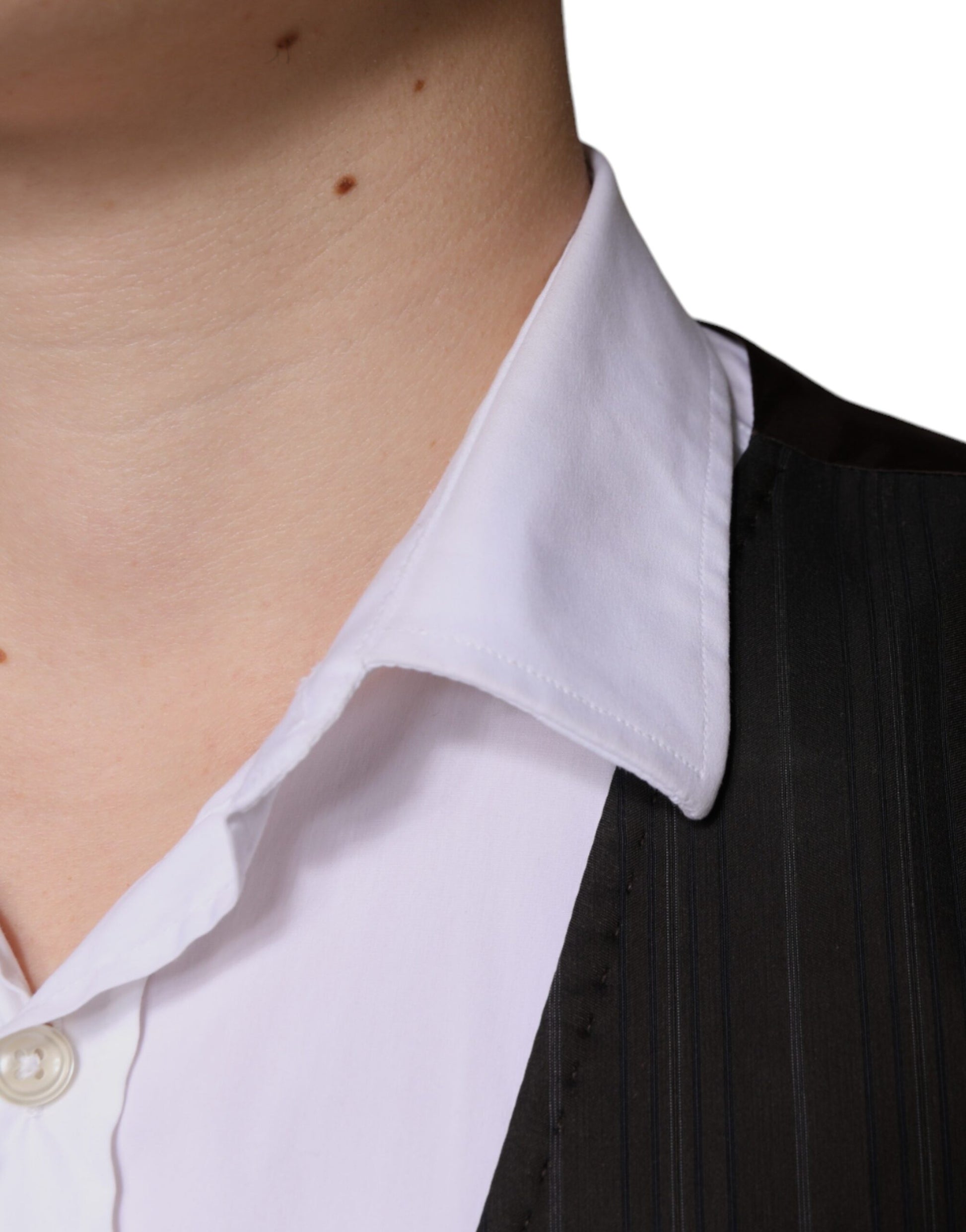 Dolce & Gabbana Black Cotton Waistcoat Dress Formal Vest Dolce & Gabbana