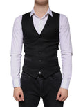 Dolce & Gabbana Black Wool Waistcoat Dress Formal Vest - Eljoys Fashion 