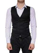Dolce & Gabbana Black Wool Waistcoat Dress Formal Vest - Eljoys Fashion 