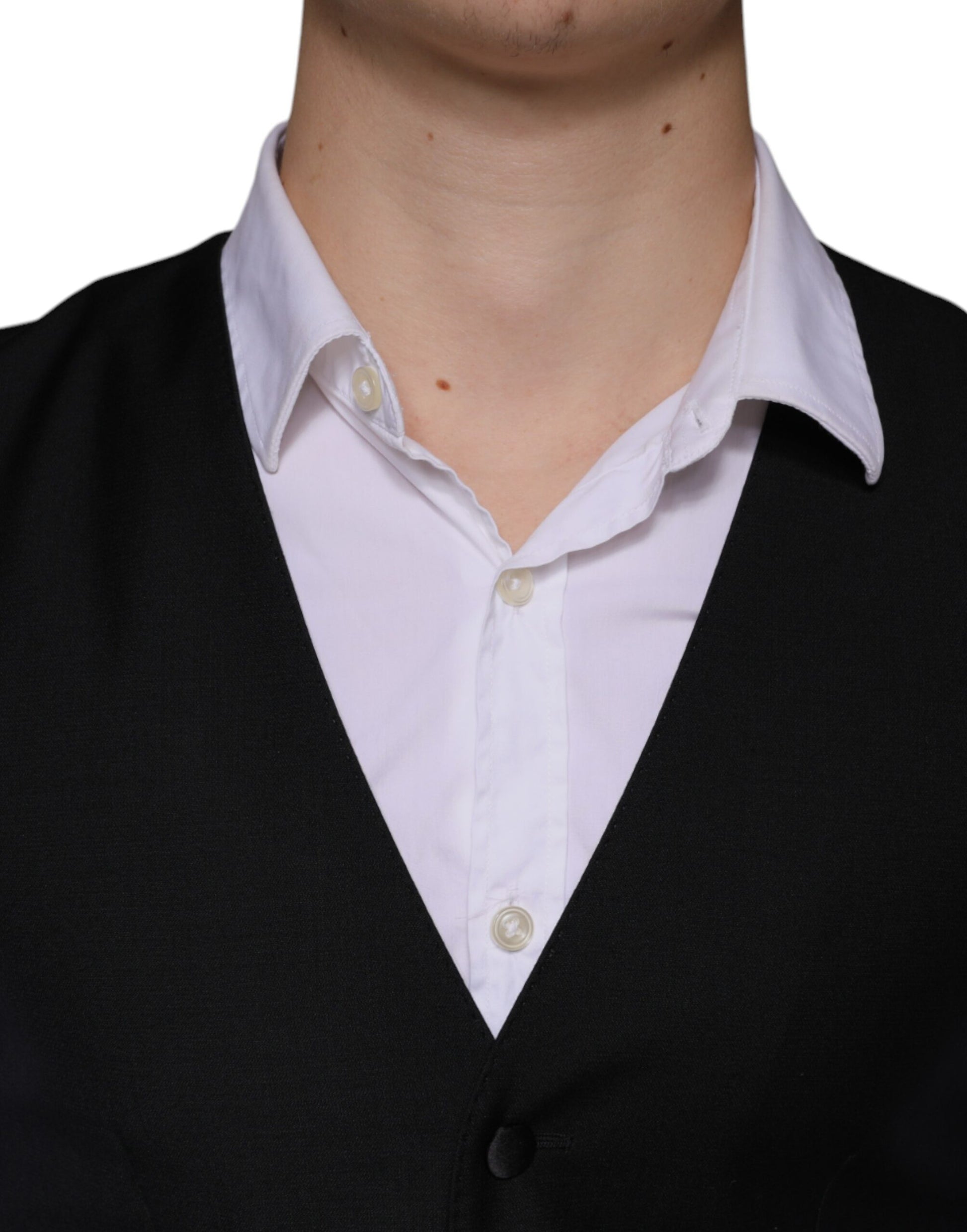 Dolce & Gabbana Black Wool Waistcoat Dress Formal Vest Dolce & Gabbana