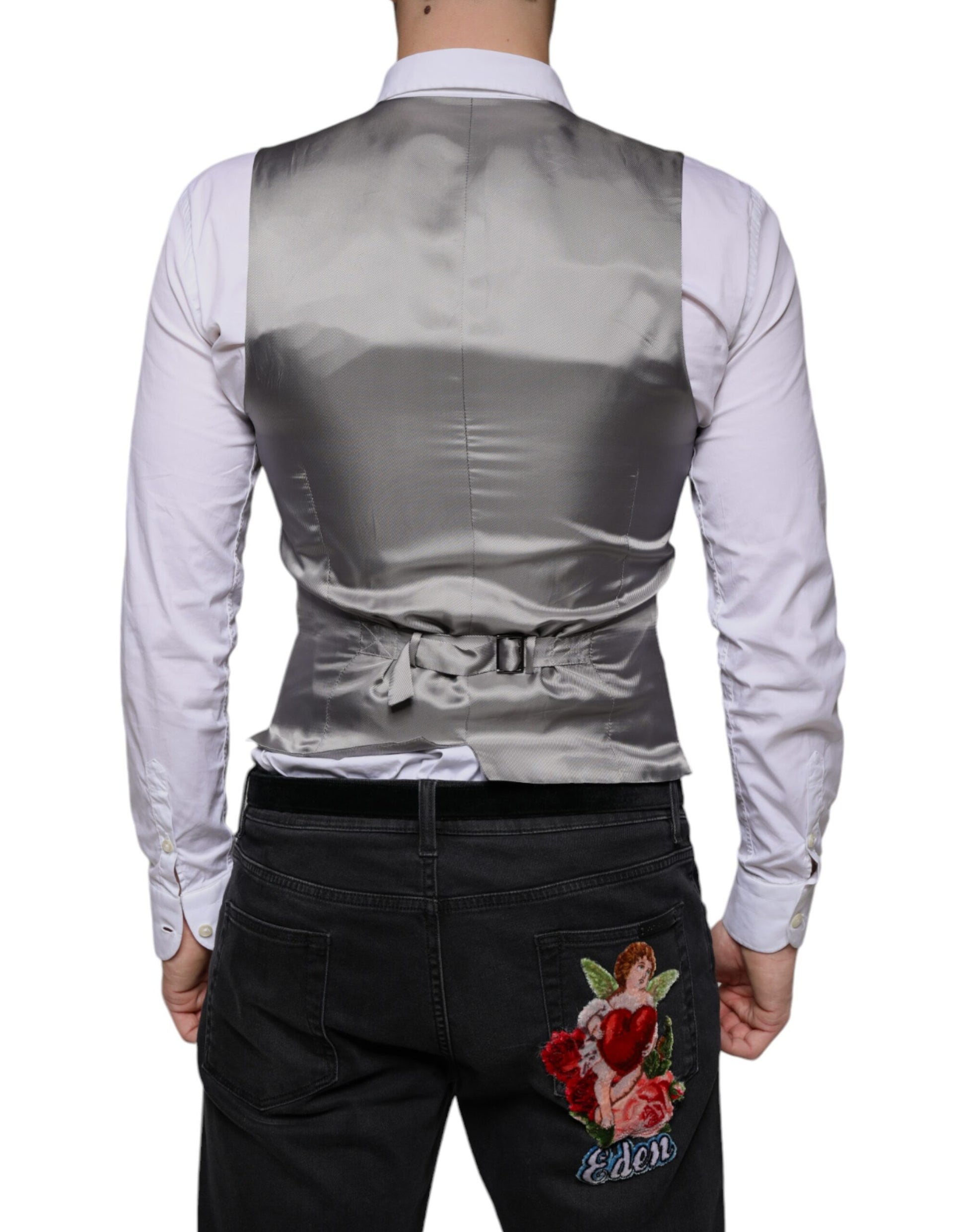 Dolce & Gabbana Light Gray Wool Formal Dress Waistcoat Vest Dolce & Gabbana