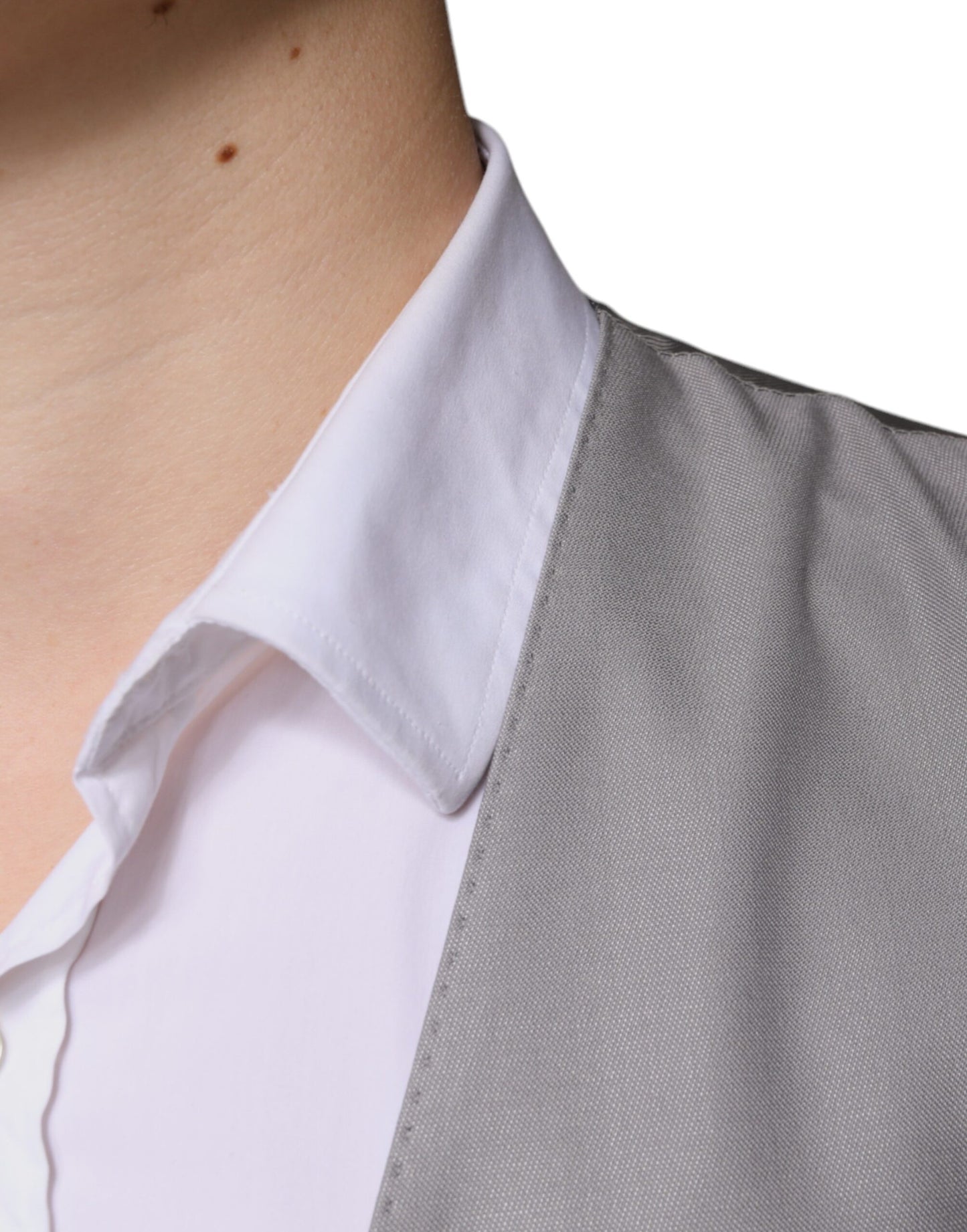 Dolce & Gabbana Light Gray Wool Formal Dress Waistcoat Vest Dolce & Gabbana