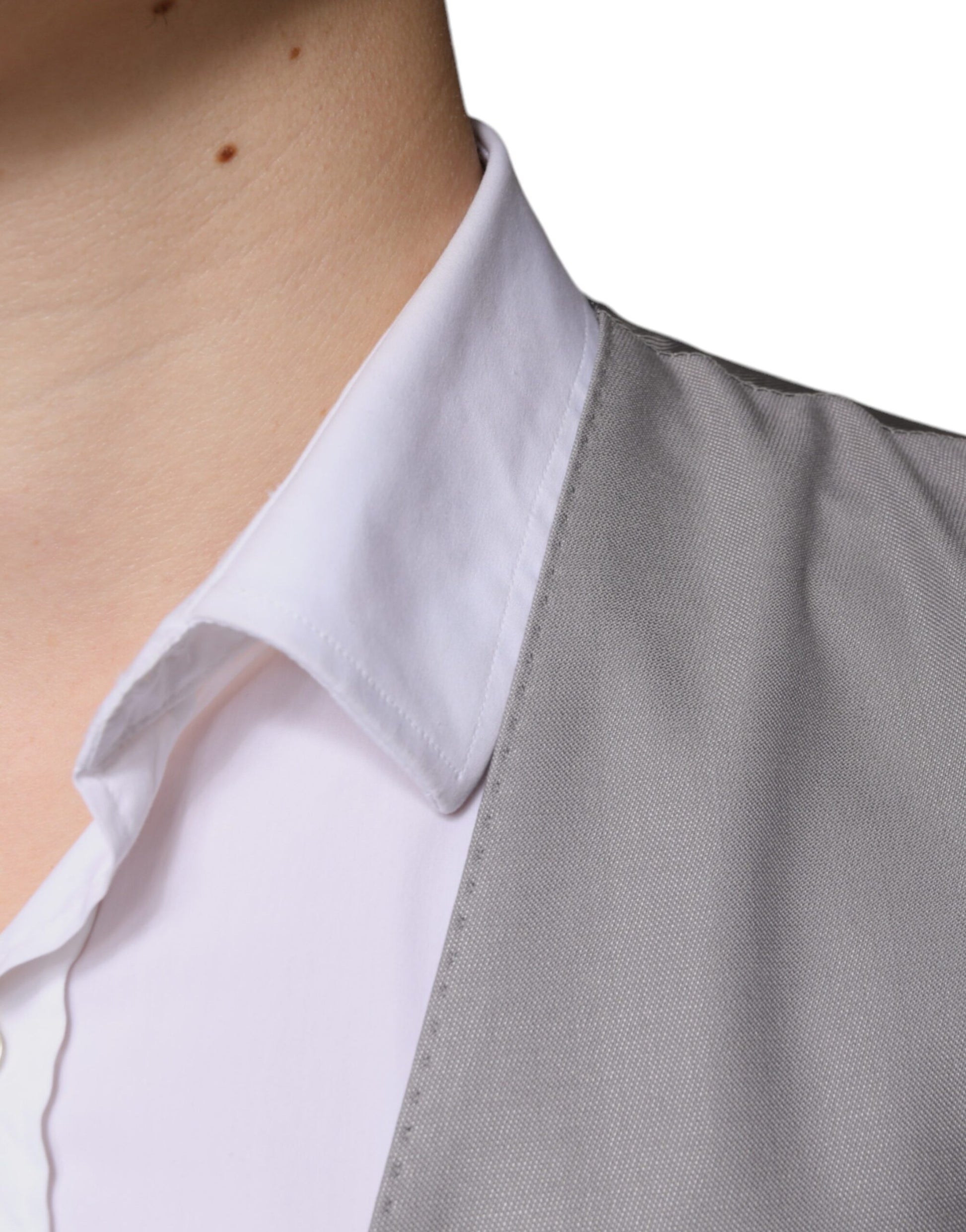 Dolce & Gabbana Light Gray Wool Formal Dress Waistcoat Vest Dolce & Gabbana