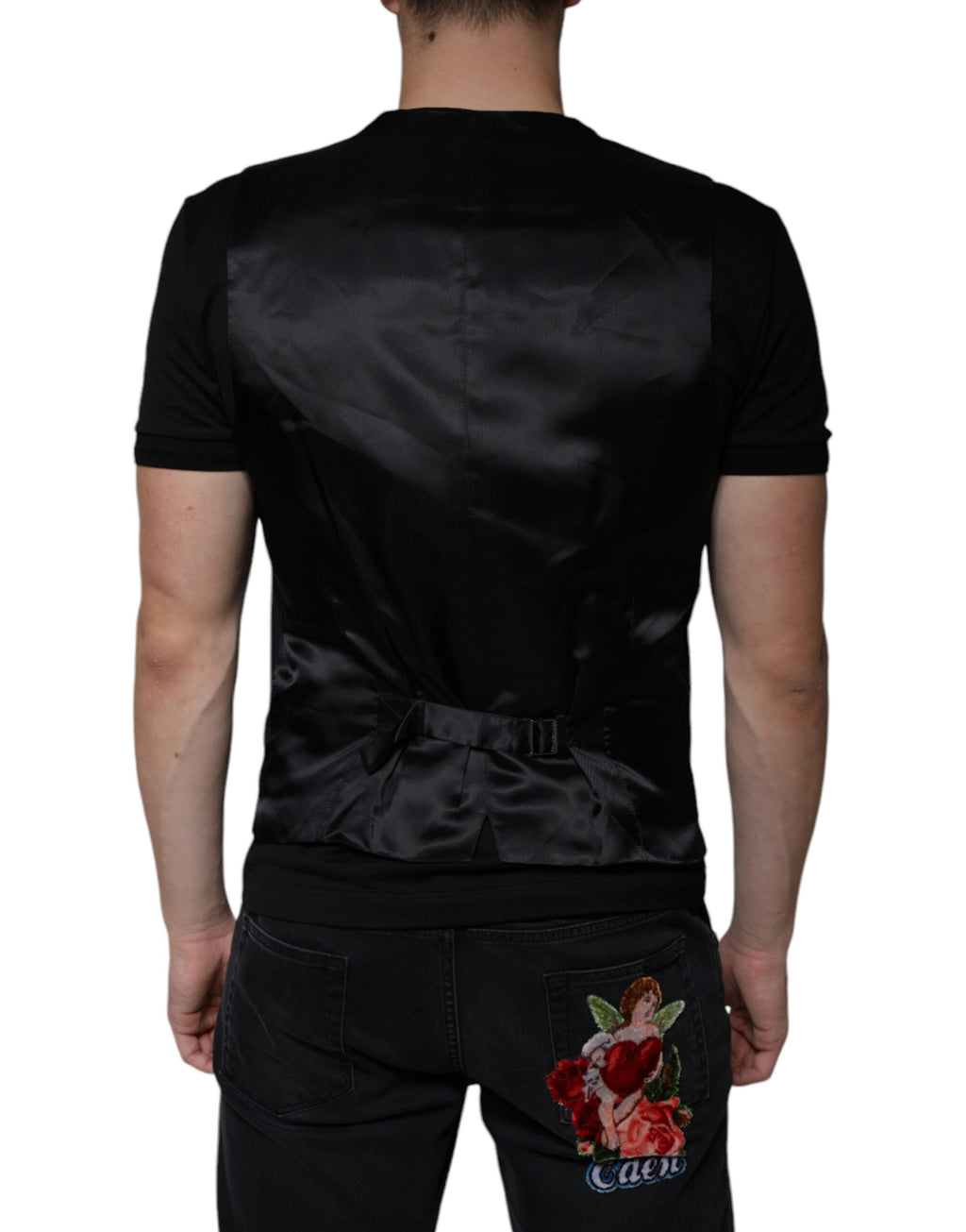 Dolce & Gabbana Black Wool Formal Dress Men Waistcoat Vest - Eljoys Fashion 