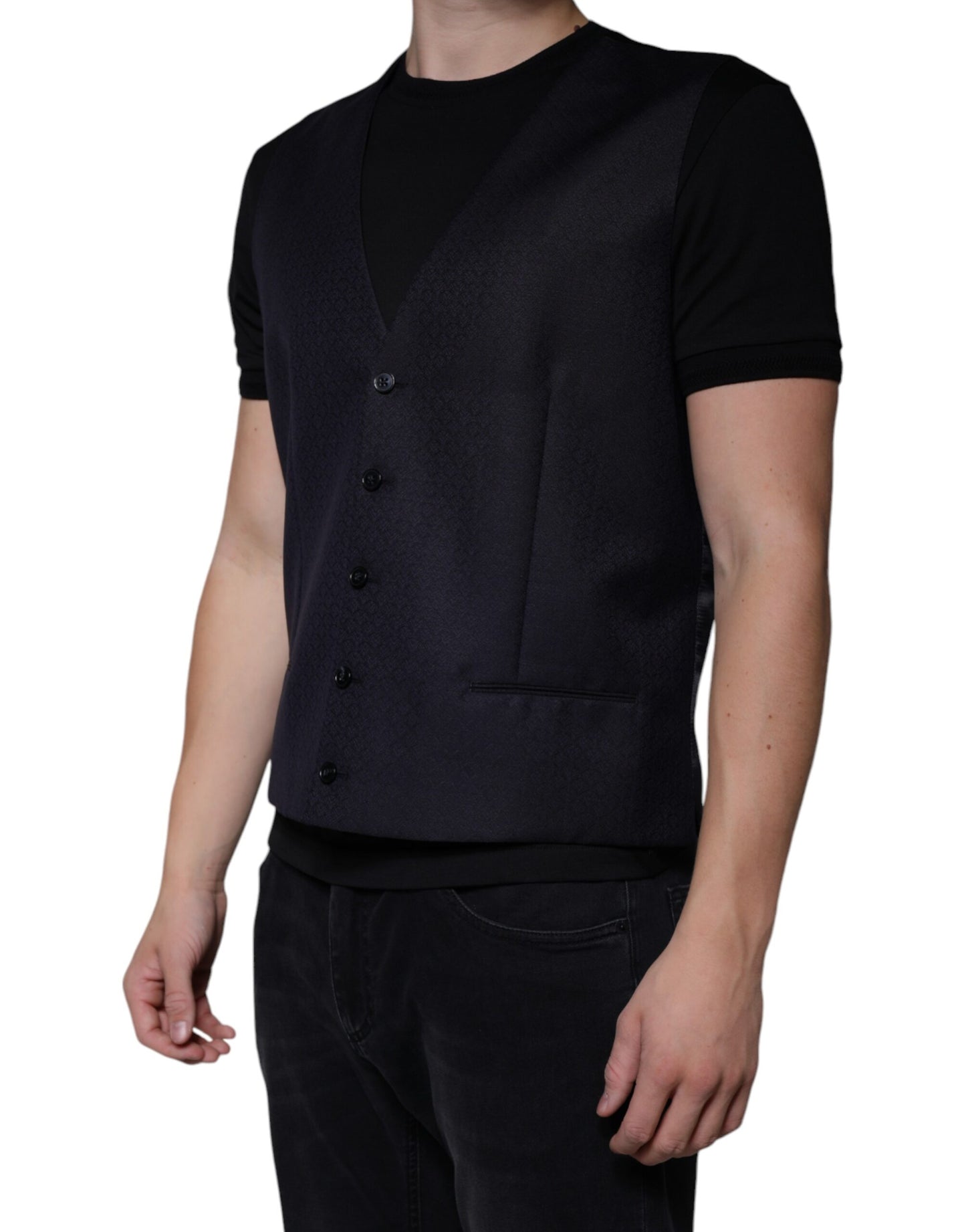 Dolce & Gabbana Black Wool Waistcoat Dress Formal Vest Dolce & Gabbana