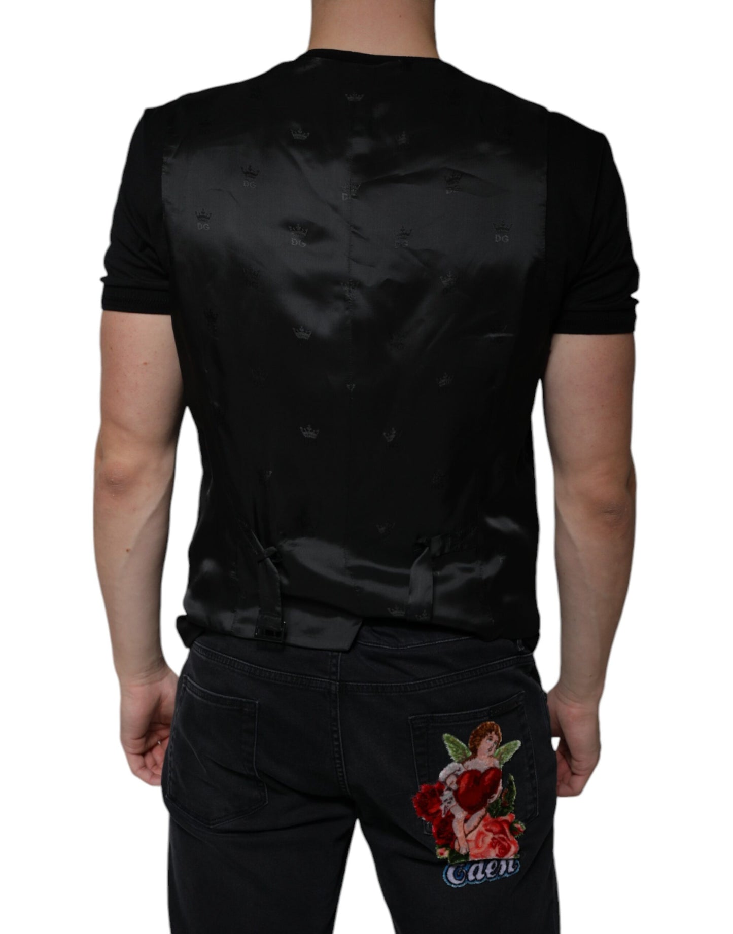 Dolce & Gabbana Black Wool Waistcoat Dress Formal Vest Dolce & Gabbana